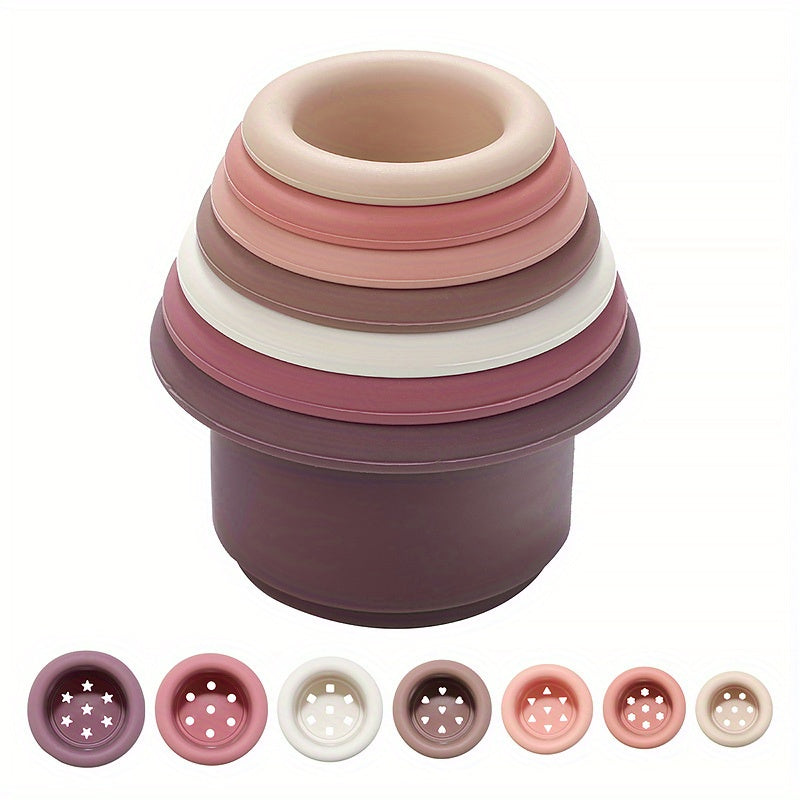 Tazas apilables para bebé, bloques de construcción de silicona, forma de reloj de arena, juguete educativo para infantes