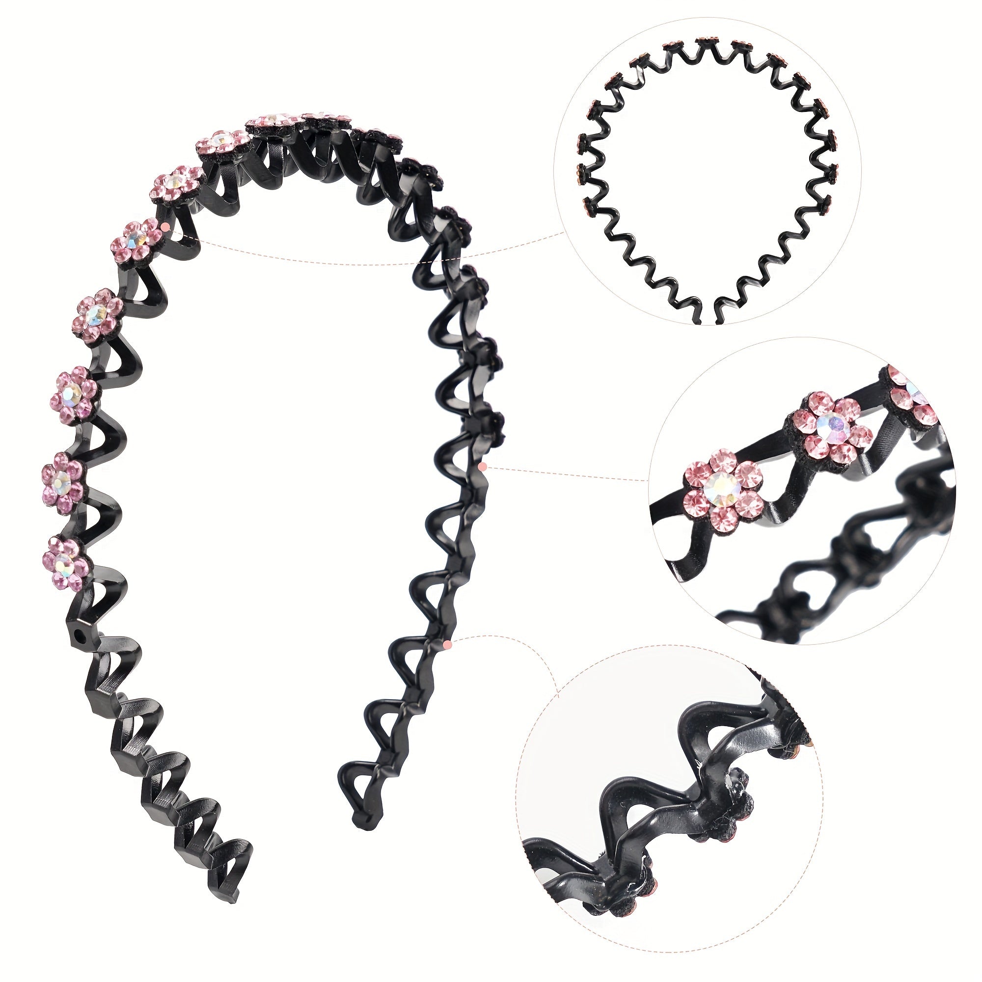 Set of 4 Rhinestone Flower Headbands for Women and Girls Elegant Hair Accessories