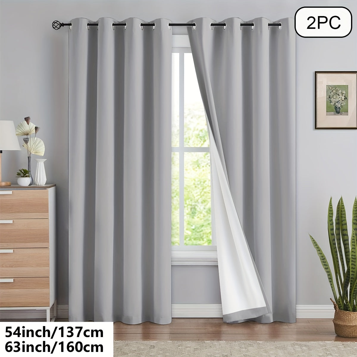 Blackout Curtains 54x84 Inches Off-White Grommet Full Blackout with White Lining