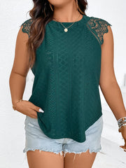 Women's Lace Sleeveless Top with Back Bow Light Green Short Sleeve Casual