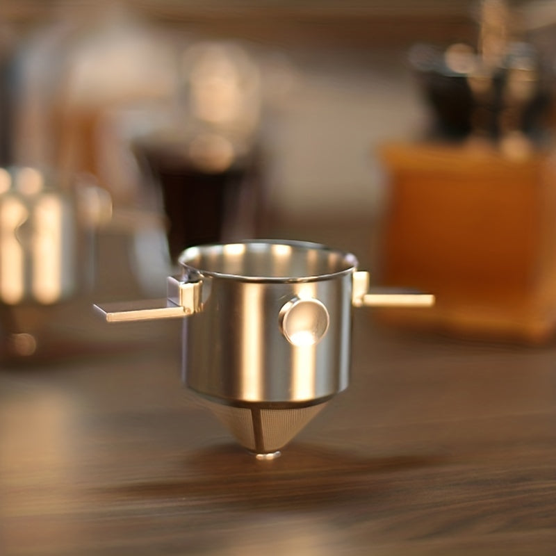 Portativ 304 zanglamas po'latdan yasalgan osma quloqli qahva filtri - Qo'l filtri bilan qog'ozsiz qahva stakani - Quvvatli qahva asboblari va aksessuarlar