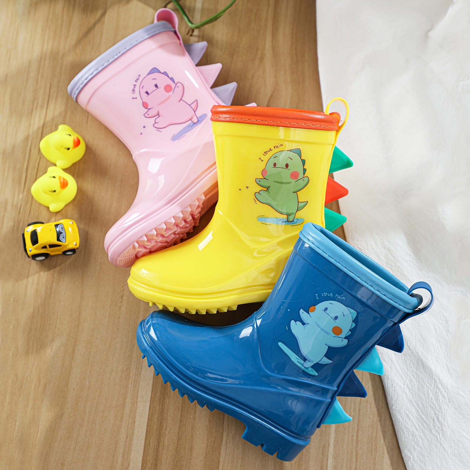 Kids' Waterproof Dinosaur Rain Boots for Boys and Girls Ages 1-8 Non-Slip Short Boots
