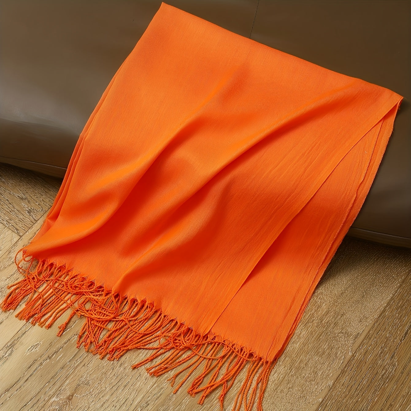Solid Color Tassel Scarf for Men and Women Soft Fleece Shawl Cozy Windproof Accessory