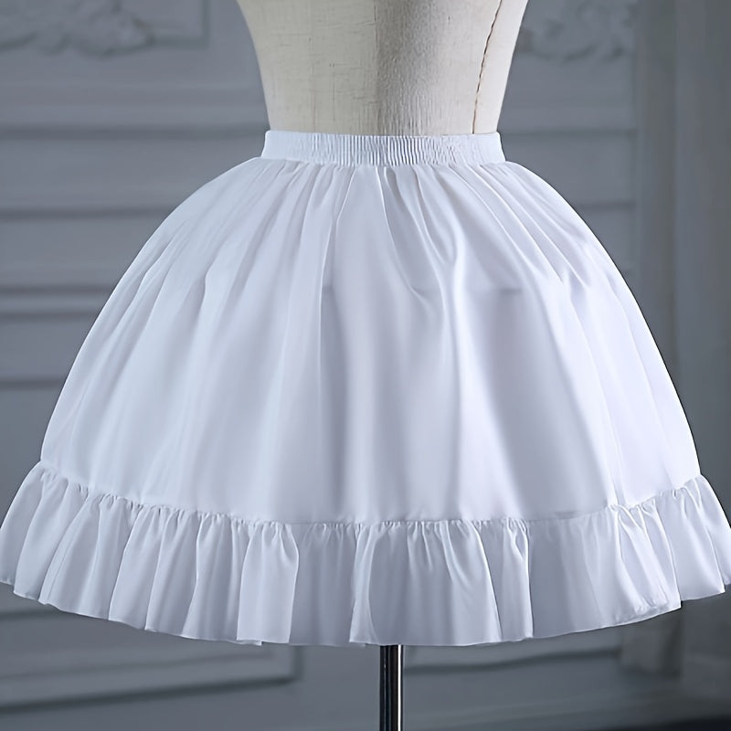 Black and White Lolita Petticoat with Steel Hoop Pleated Cloud Skirt for Women