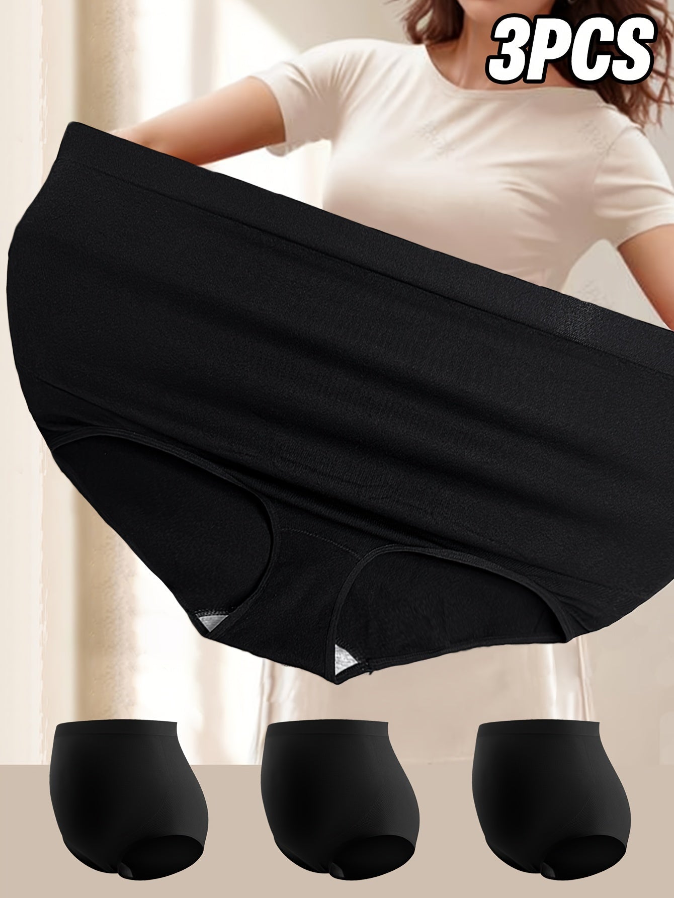 Plus Size Women's Tummy Control Seamless Yoga Panties 3 Pack