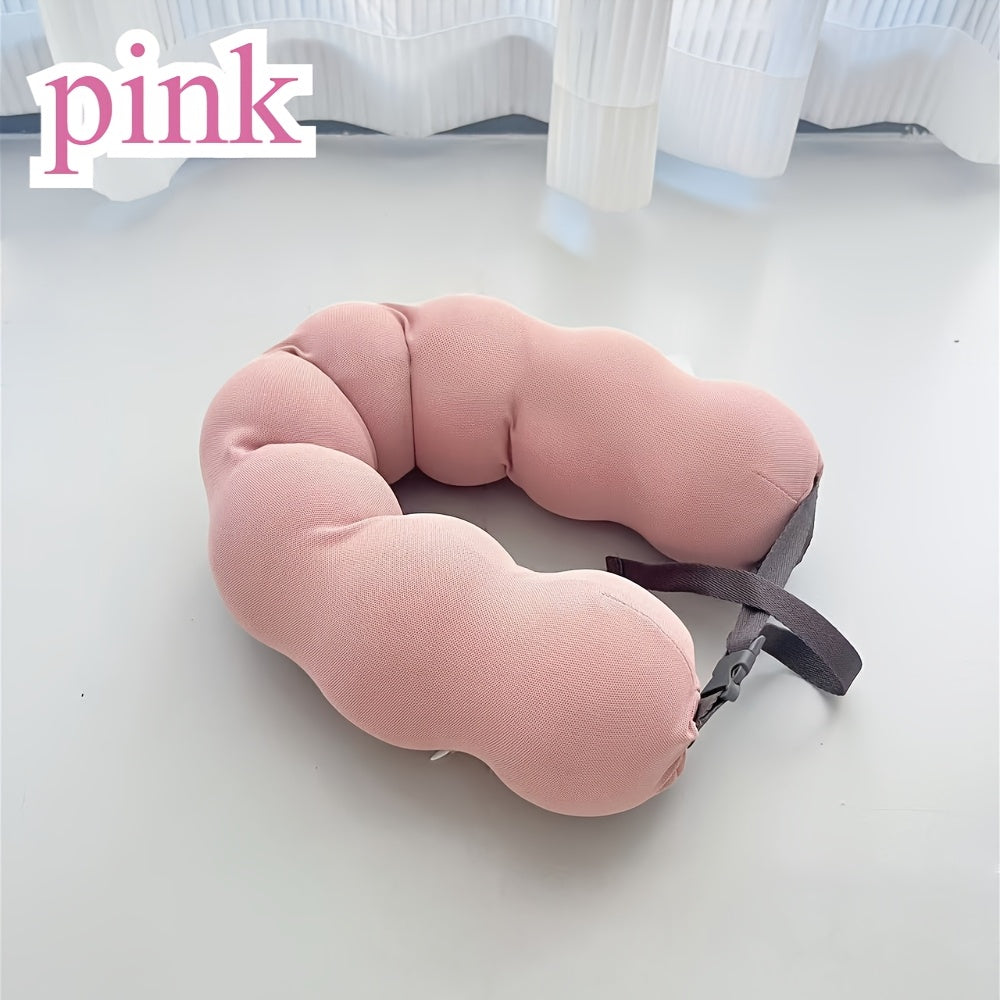 Linen Cover Portable Memory Foam Neck Pillow for Travel and Office Napping