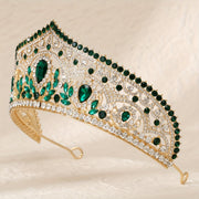 Bridal Water Drop Crown Hair Accessory with Diamonds and Gold Embellishments