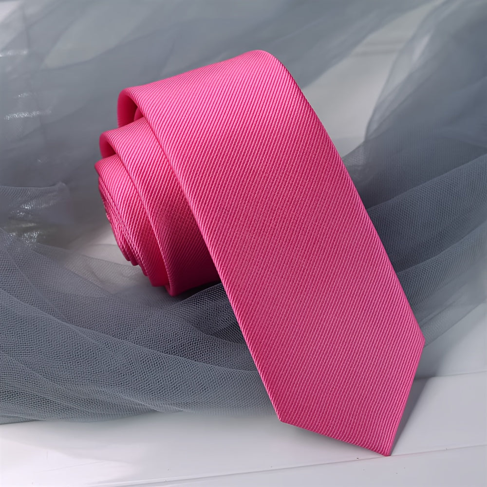 Men's Narrow Silk Tie 6cm Single-Color 1200 Stitches for Formal Occasions