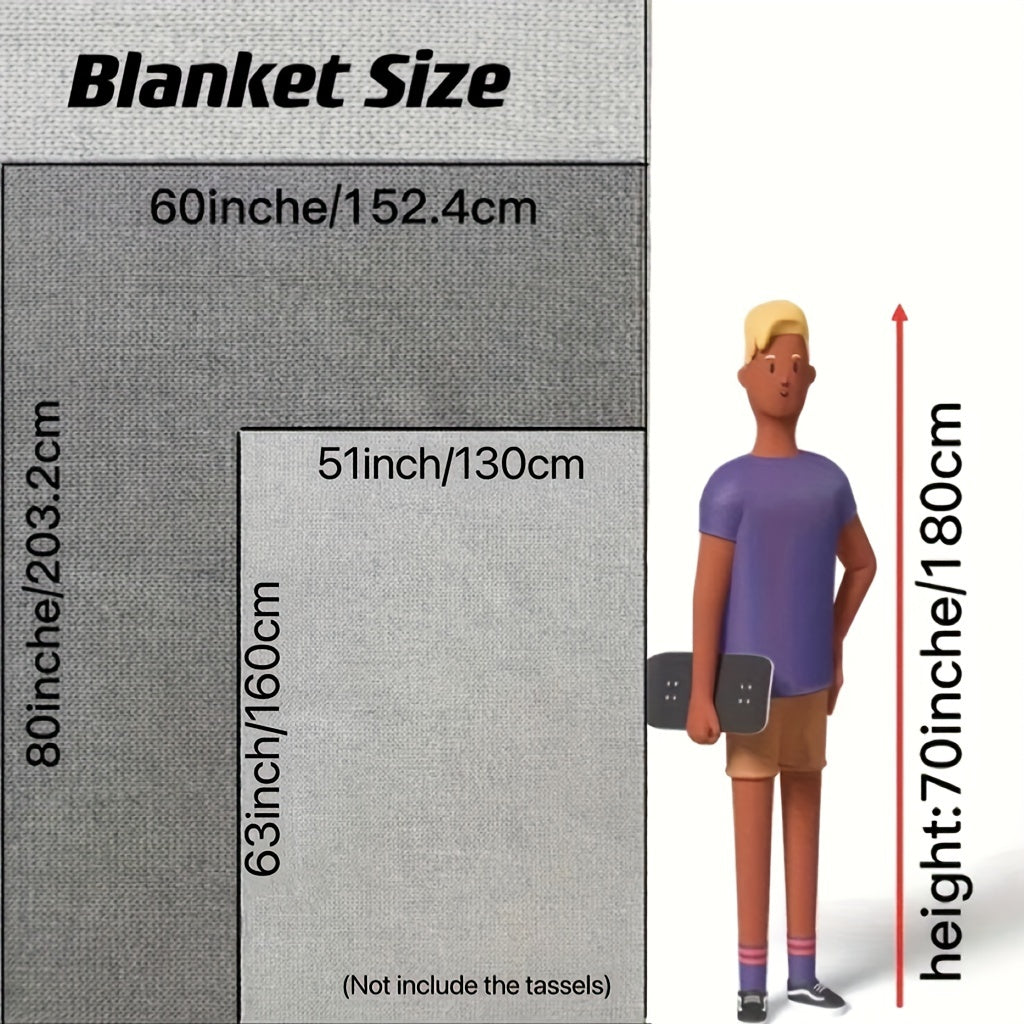 Acrylic Chunky Knit Throw Blanket with Tassels for Couch and Home Decor