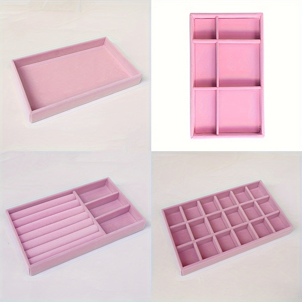 Набор из 4 фланелевых подставок для украшений для настольного хранения, штабелируемый органайзер с отделениями