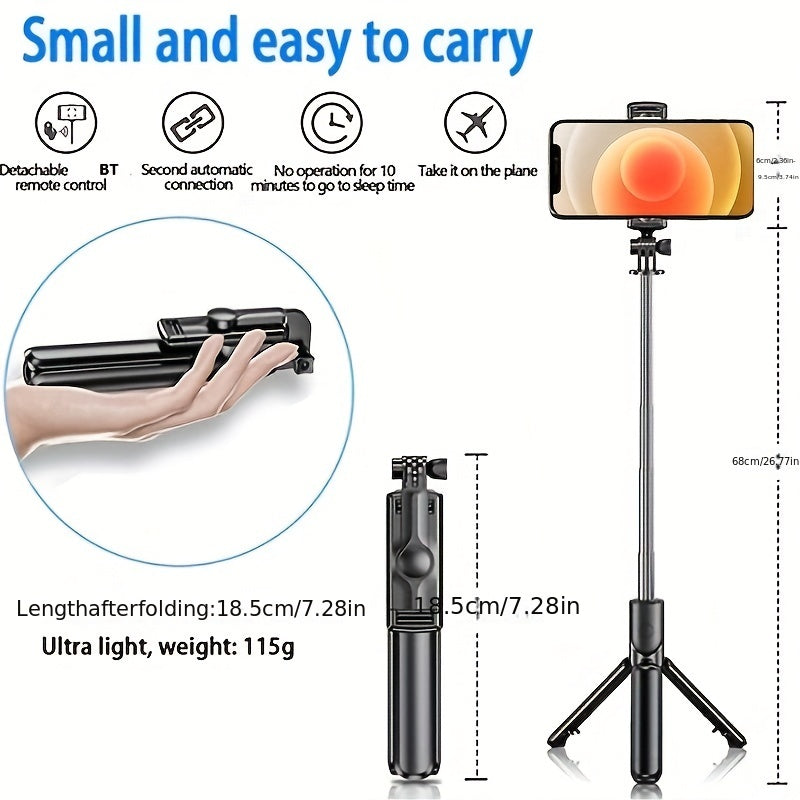 Wireless Selfie Stick Accessory with Fill Light and Remote for Smartphone