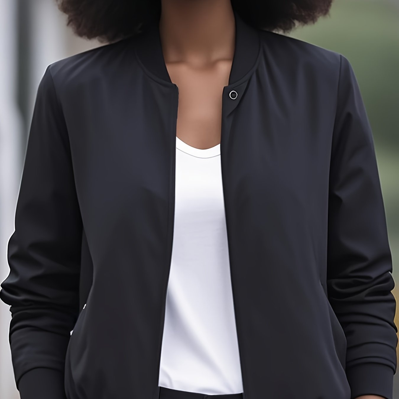 Women's Polyester Long Sleeve Jacket Green Casual Semi-Formal Coat