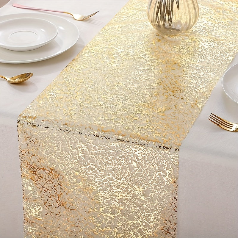 Bandera de mesa de malla de papel de aluminio con lentejuelas doradas para eventos, fiestas, bodas, Navidad y Año Nuevo