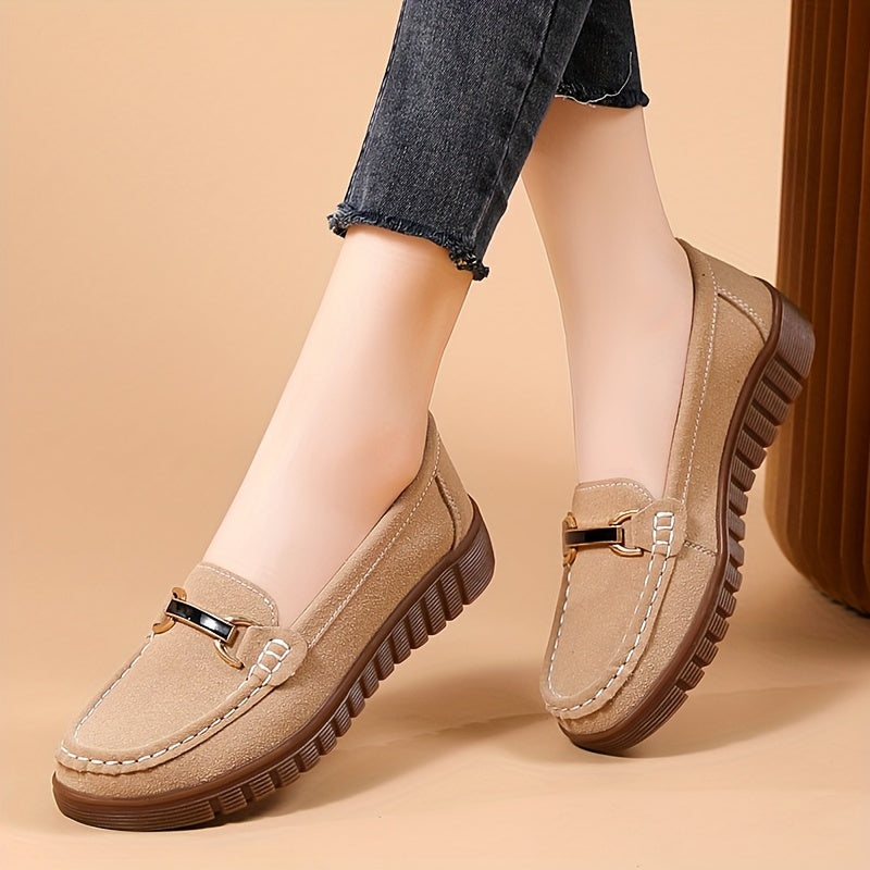 Women's Slip-On Loafers Faux Cover Round Toe Comfortable Casual Shoes