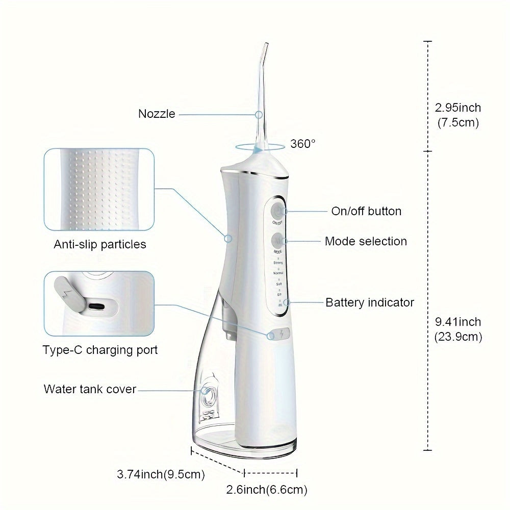 Cordless Water Flosser with 4 Modes USB Rechargeable 1500mAh Travel-Friendly