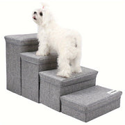Escalera plegable de 4 niveles para mascotas de color gris para perros pequeños y minúsculos