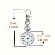 Large Transparent Pocket Watch Keychain for Nurses Students Exams Quartz Movement
