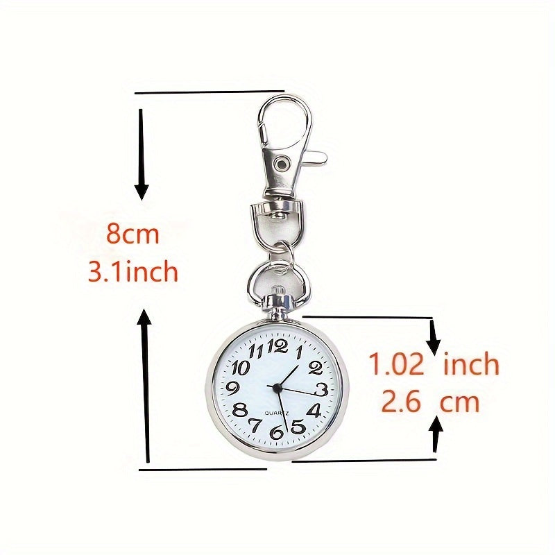 Large Transparent Pocket Watch Keychain for Nurses Students Exams Quartz Movement