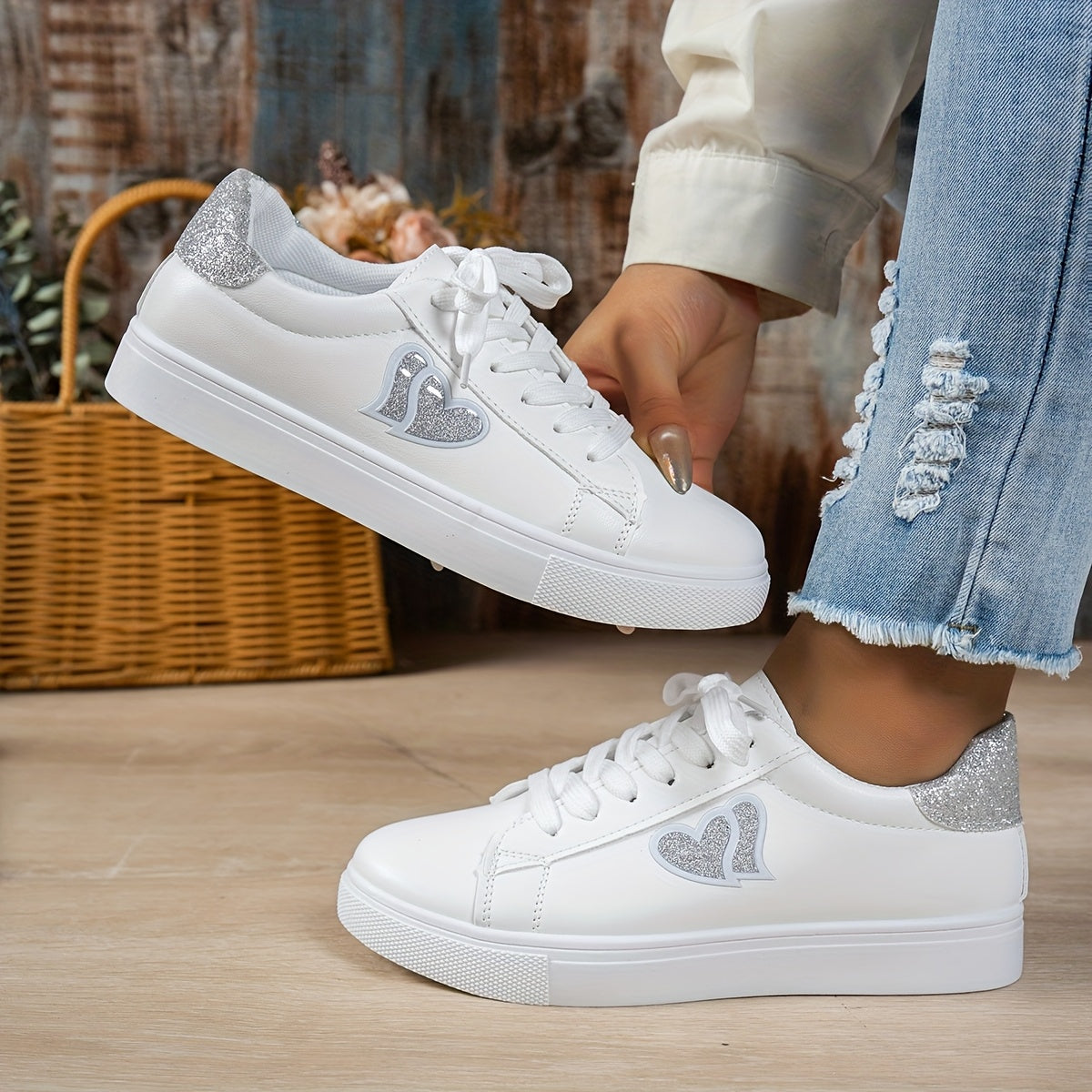 Women's White Sneakers Minimalist Casual Shoes Cushioned Comfort