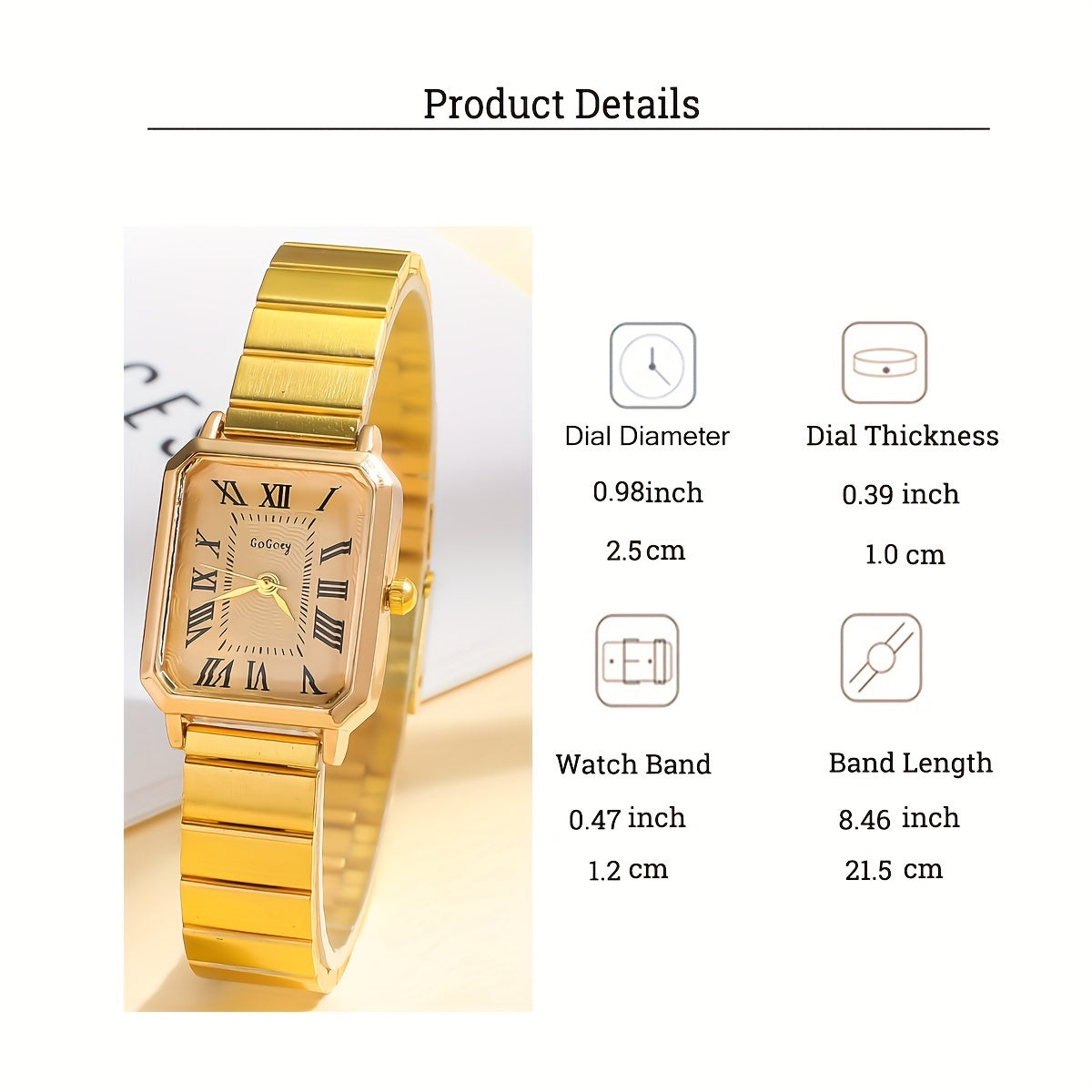 Women's Stainless Steel Square Watch Elegant Jewelry Accessory