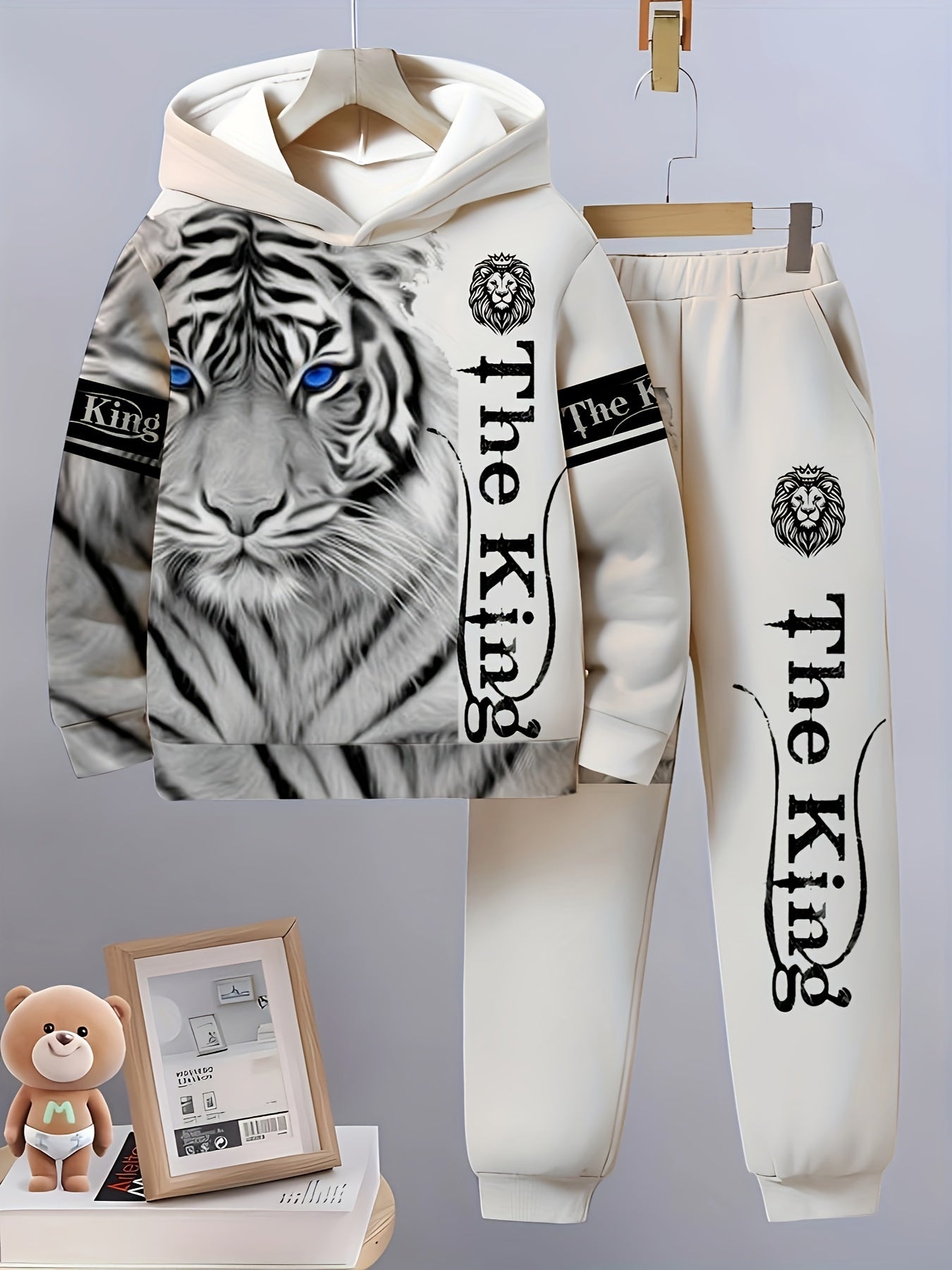 Kids Boys' Long Sleeve Geometric Pattern Sports Sweater and Hat Set for Outdoor Activities