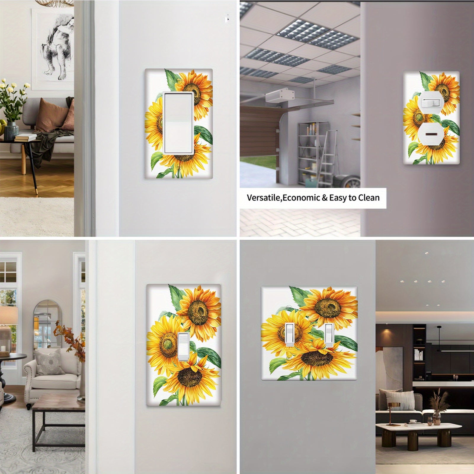 Watercolor Sunflowers Light Switch Cover for 1 or 2 Gang Switches