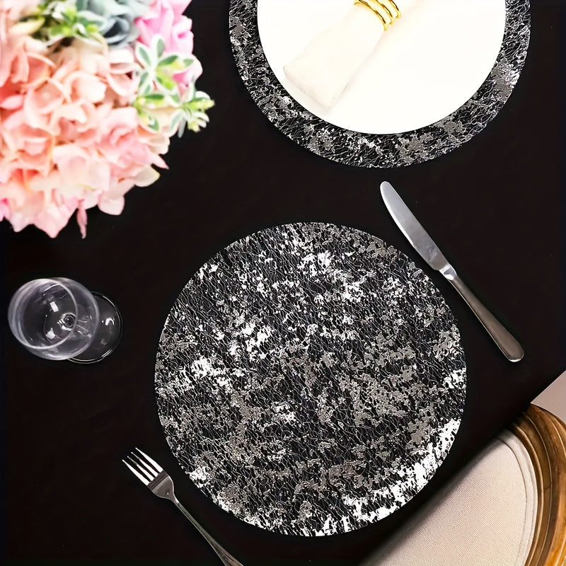 50 Disposable Round Metallic Table Mats for Weddings and Parties