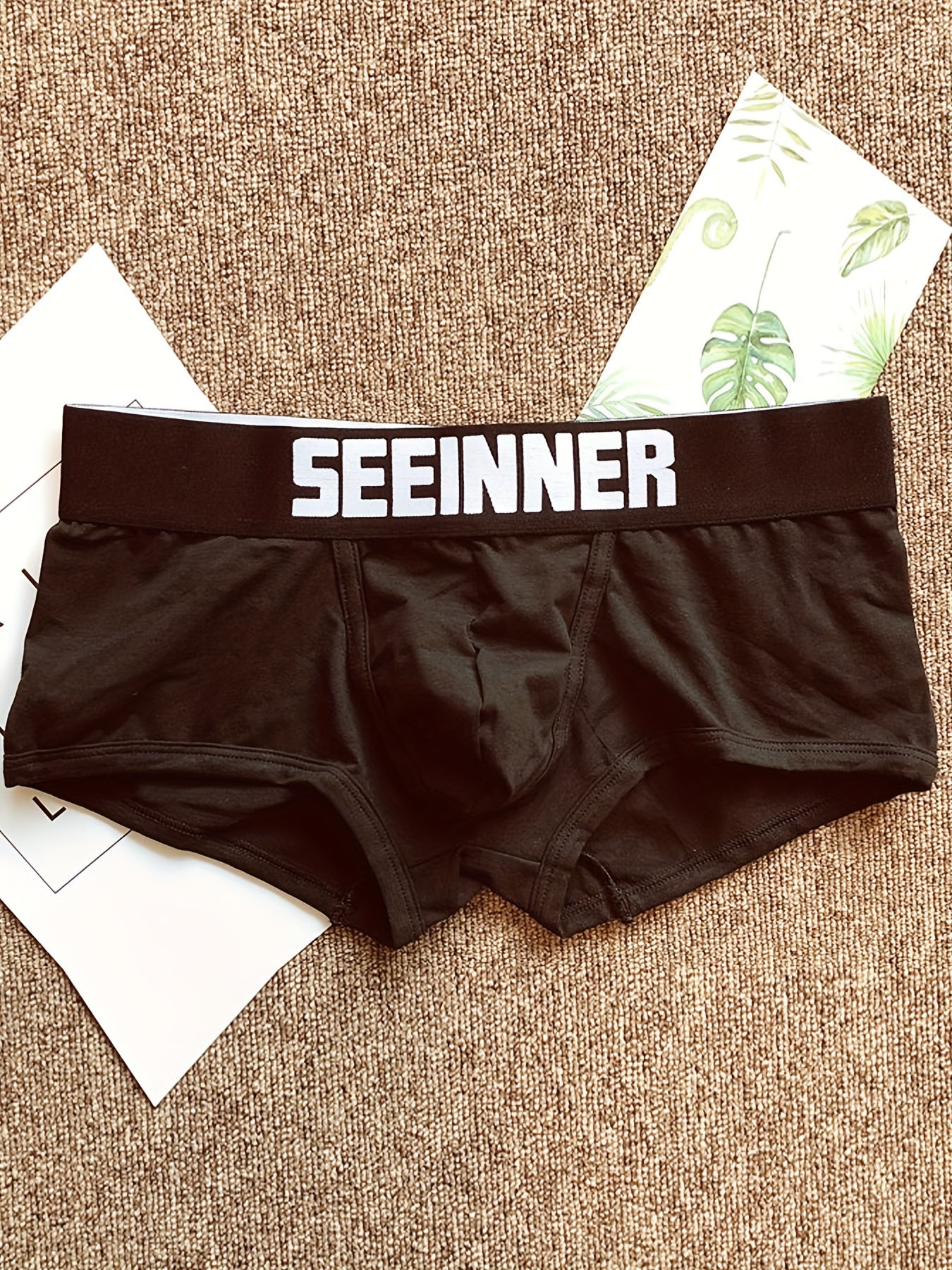 Men's Cotton Boxer Briefs Low Waist Breathable Stretchy Solid Color Shortie Underwear