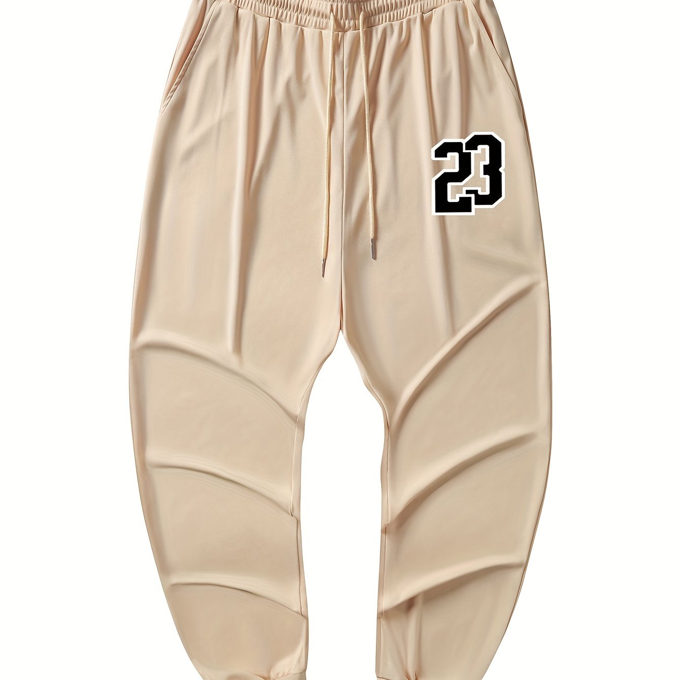 Plus Size Navy Blue Joggers with Number 23 Print Elastic Waistband Machine Washable