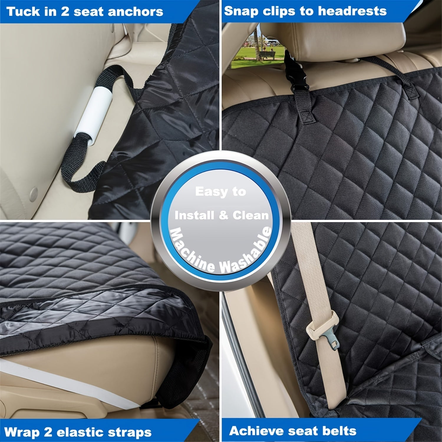 Waterproof Dog Car Seat Cover Durable Non-Slip Fits Cars Trucks SUVs