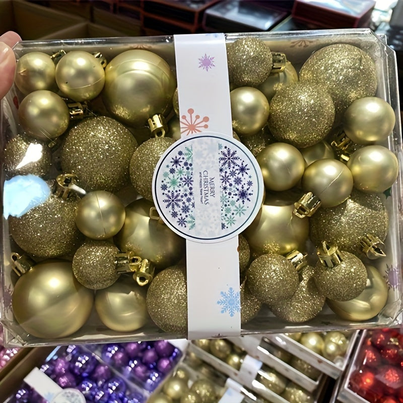 Paquete de 42 adornos de Navidad de glitter dorado de plástico para árbol navideño