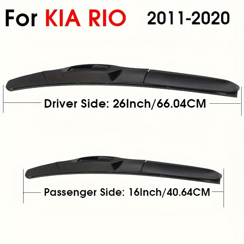 Car Wiper Blades Pair for Front Windshield, U Hook Hybrid, 2005-2020