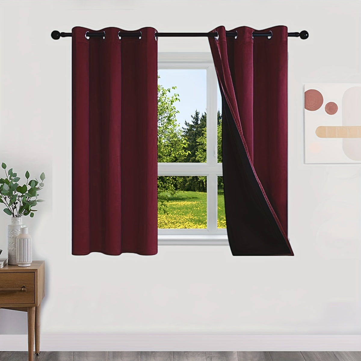 Blackout Curtains 100% Opaque with Lining 2 Pieces for Bedroom Living Room