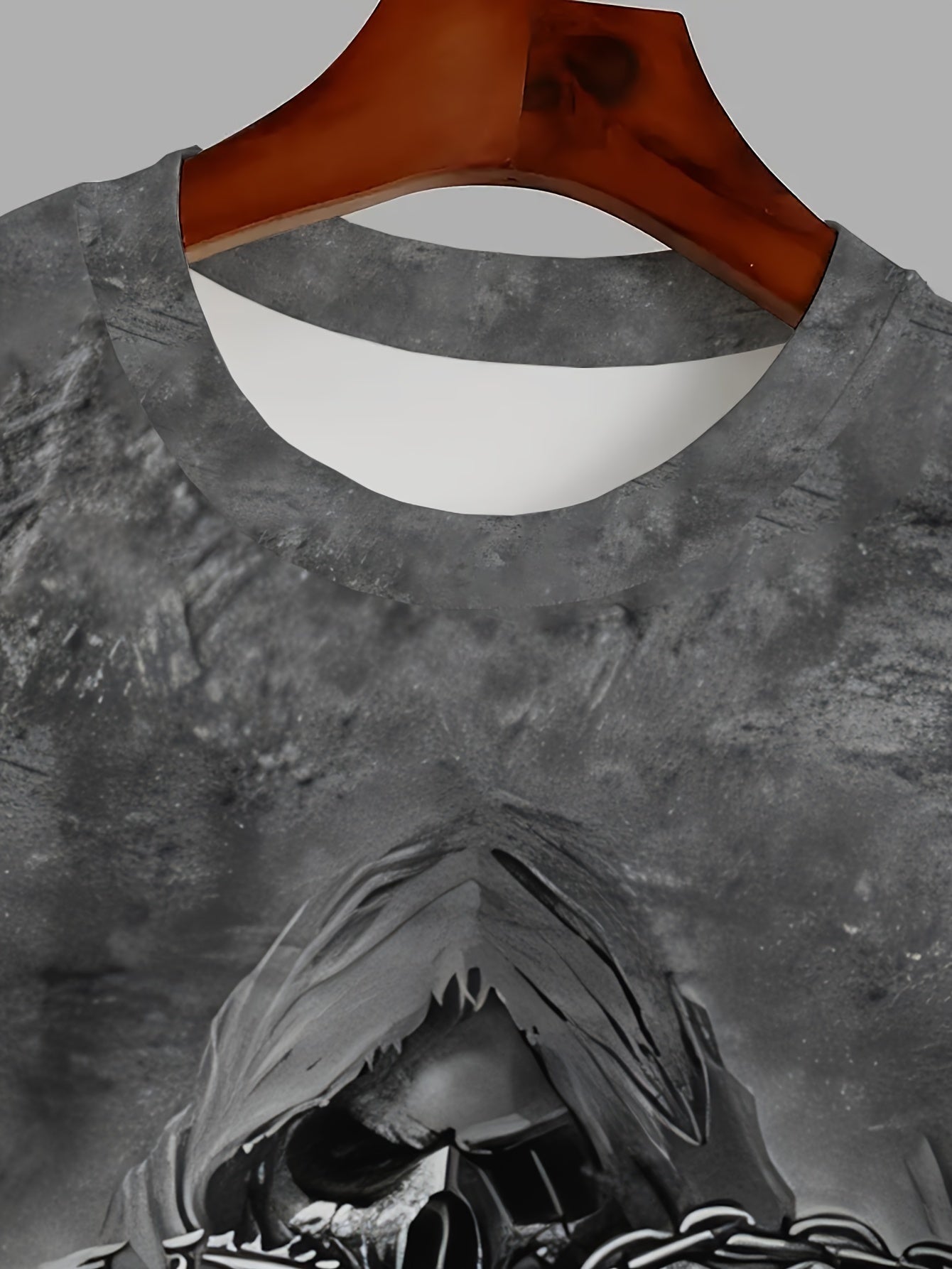 Men's Long Sleeve Polyester Gothic "Game Over" Knuckle Print Crew Neck T-Shirt