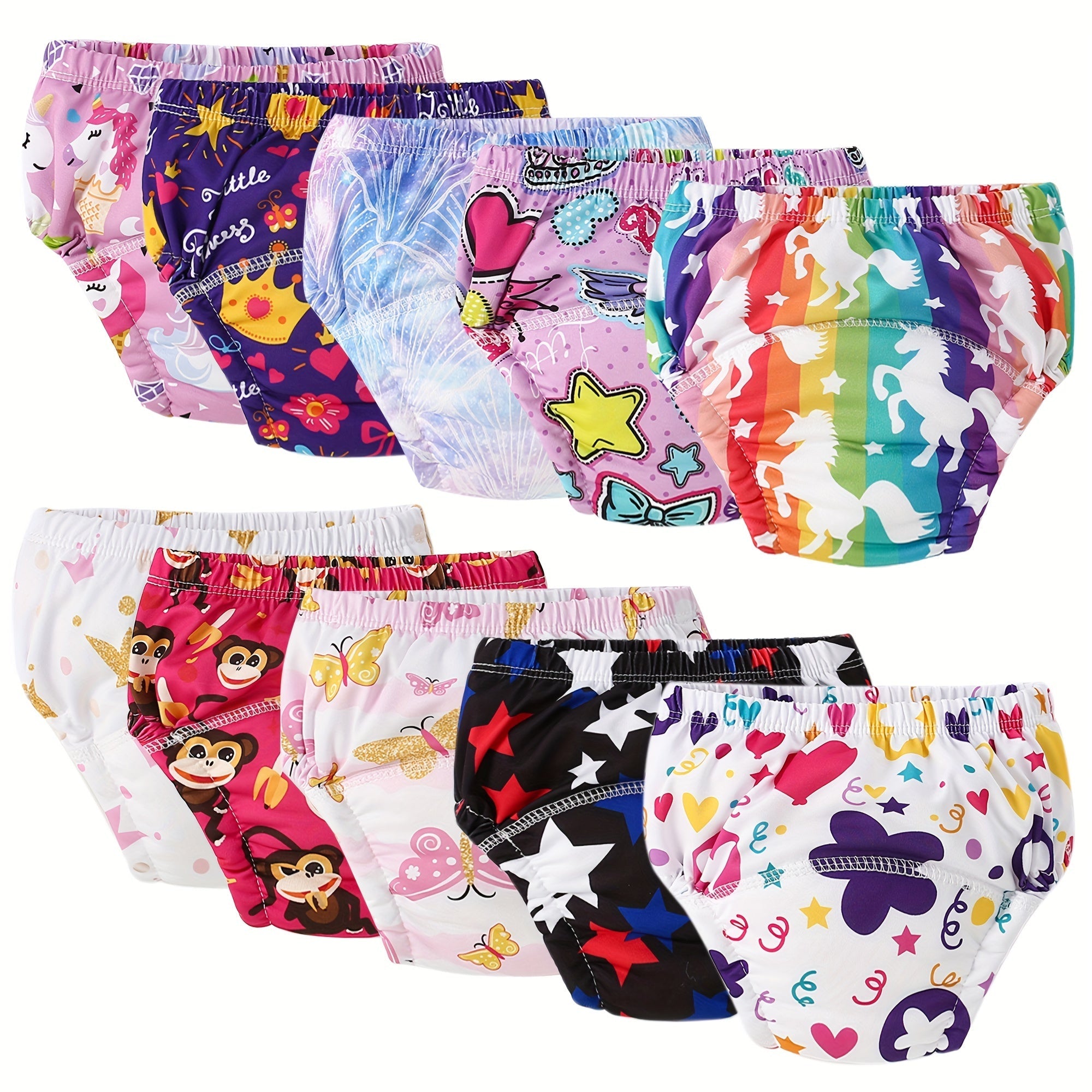 Набор из 10 детских тренировочных трусиков, многоразовые полиэстеровые подгузники, детское нижнее белье для приучения к туалету, идеальный подарок для младенцев