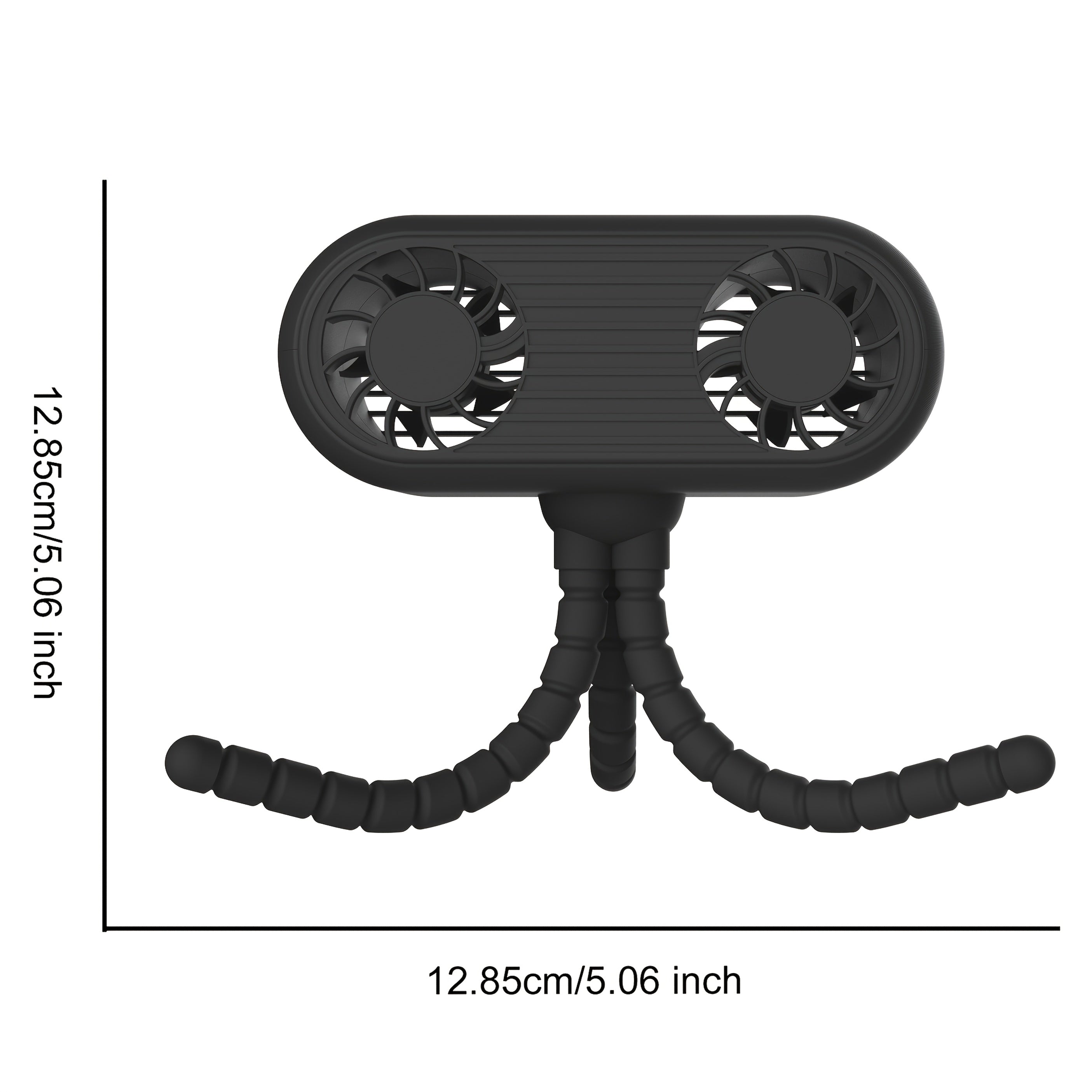 Портативный вентилятор для коляски с USB-аккумулятором, съемным креплением на штатив, 3 скорости, время работы 6 часов, идеально подходит для автомобильных сидений и туристических палаток. Доступен в черном/белом цвете. Гибкий вентилятор с шейкой.