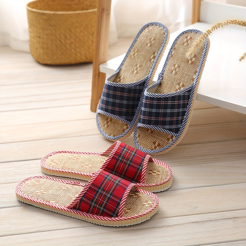 Unisex Linen Slippers Indoor Foam Sole for Hotels, Spas, and Guesthouses
