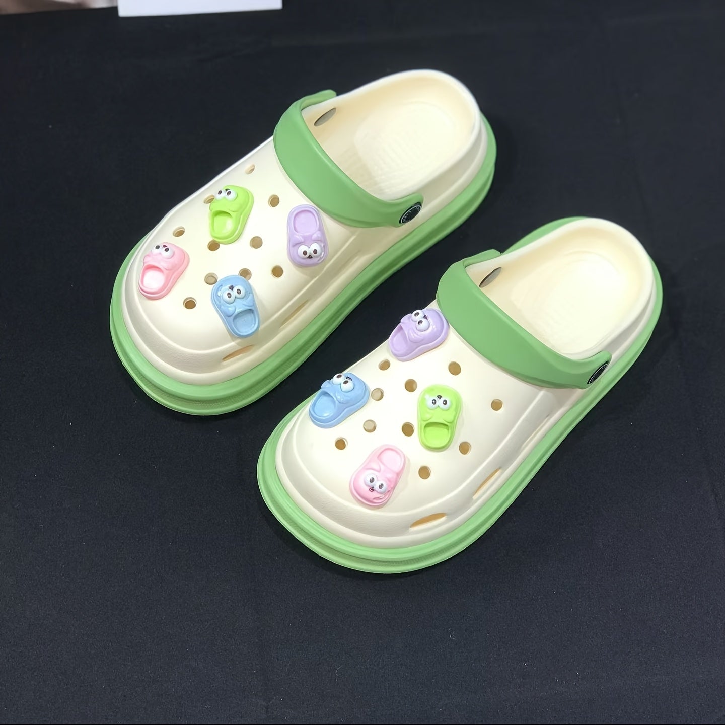 Women's EVA Beach Sandals Light Beige Green Cartoon Frog Ventilation Anti-Slip