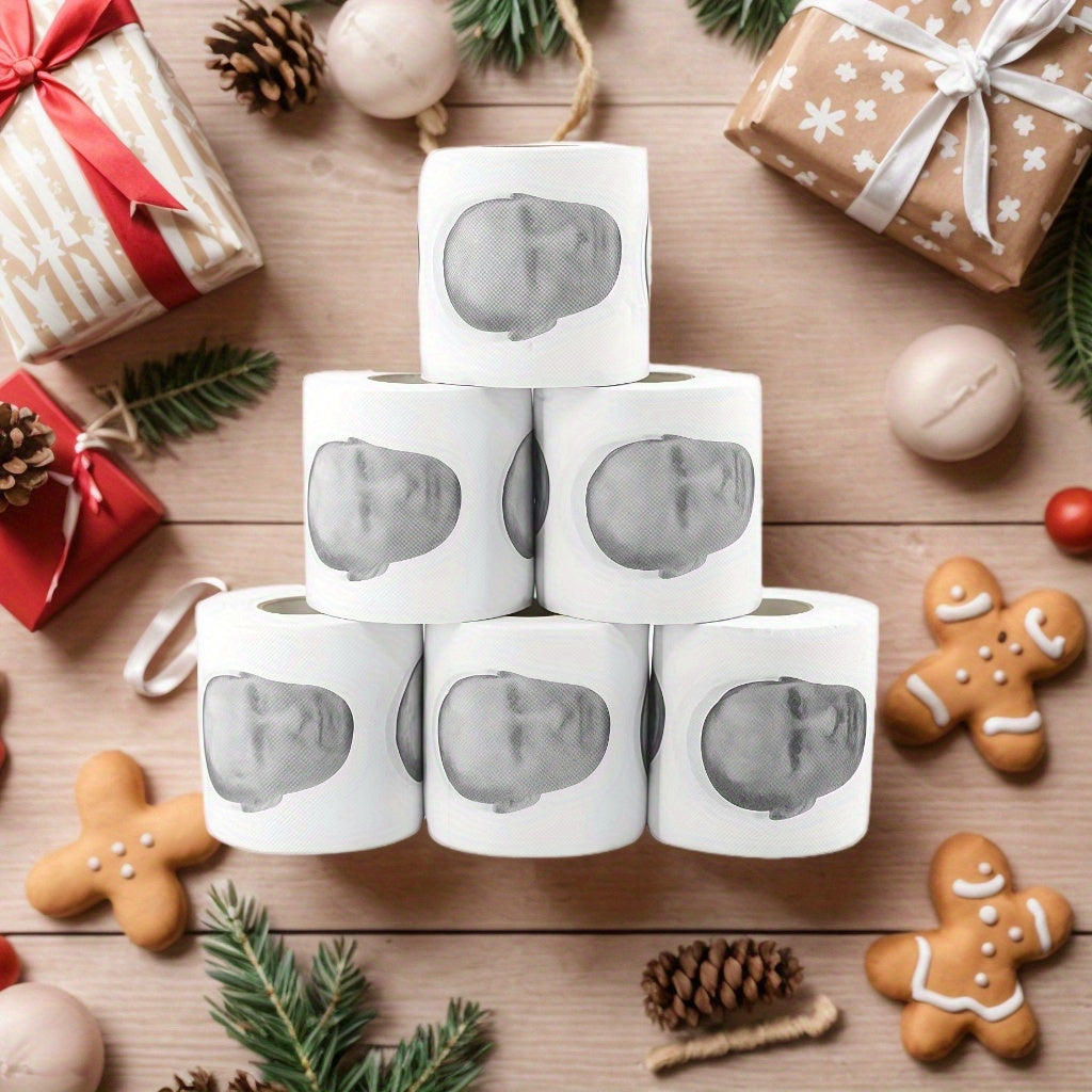 Biodegradable Bamboo Toilet Paper Multifold Continuous Roll with Printed Design for Parties and Daily Use