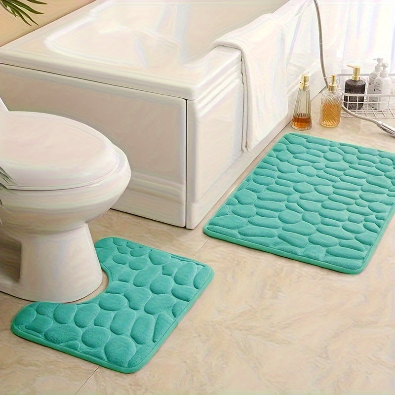 Juego de 2 alfombrillas de esponja suave 25D antideslizantes y absorbentes para bañeras y duchas