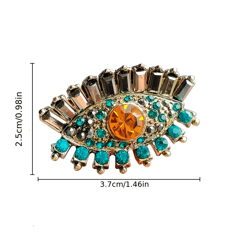 Ikki ta vintage gotik ko'z shaklidagi broshlar to'plami, qotishma rhinestones, taqlid marjonlar, zargarlik buyumlari