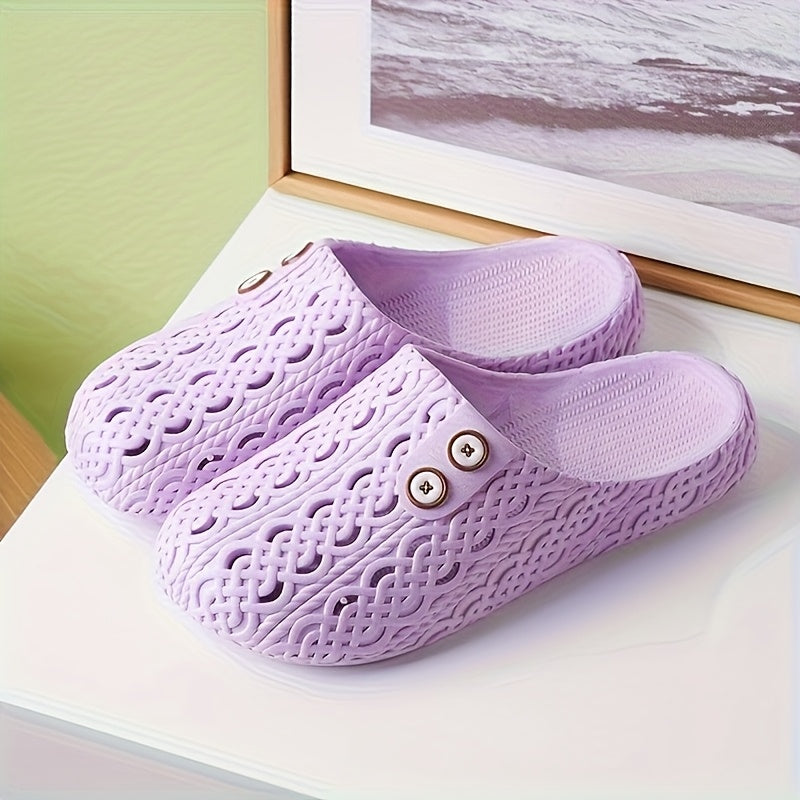 Women's Summer Breathable Anti-slip Hollow Slides for Home and Outdoor