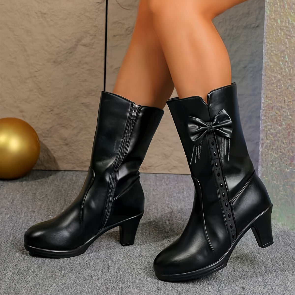 Women's Winter Ankle Boots with Zipper, Slip-Resistant Sole, Cozy Warmth