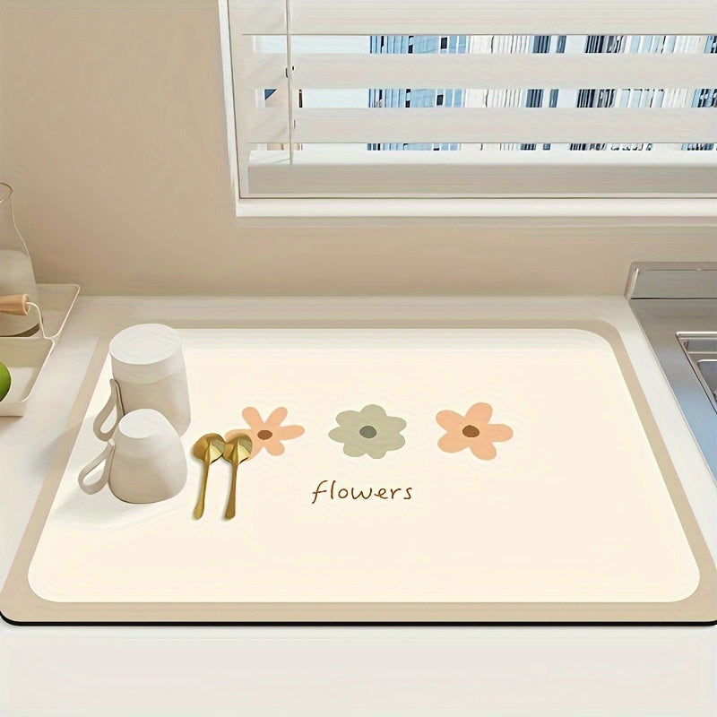 [Best-Seller] 1 шт. Многофункциональный кухонный коврик для сушки - Высокая абсорбция, нескользящий дизайн для столешниц и кофемашин - Идеально подходит для сезонного декора (Хэллоуин/Рождество/Пасха), термостойкость, защита тарелок, маслоотталкивающий.