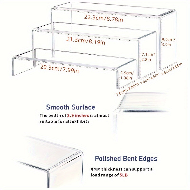 3-Layer Transparent Acrylic Display Stand for Desserts, Dolls, Cosmetics