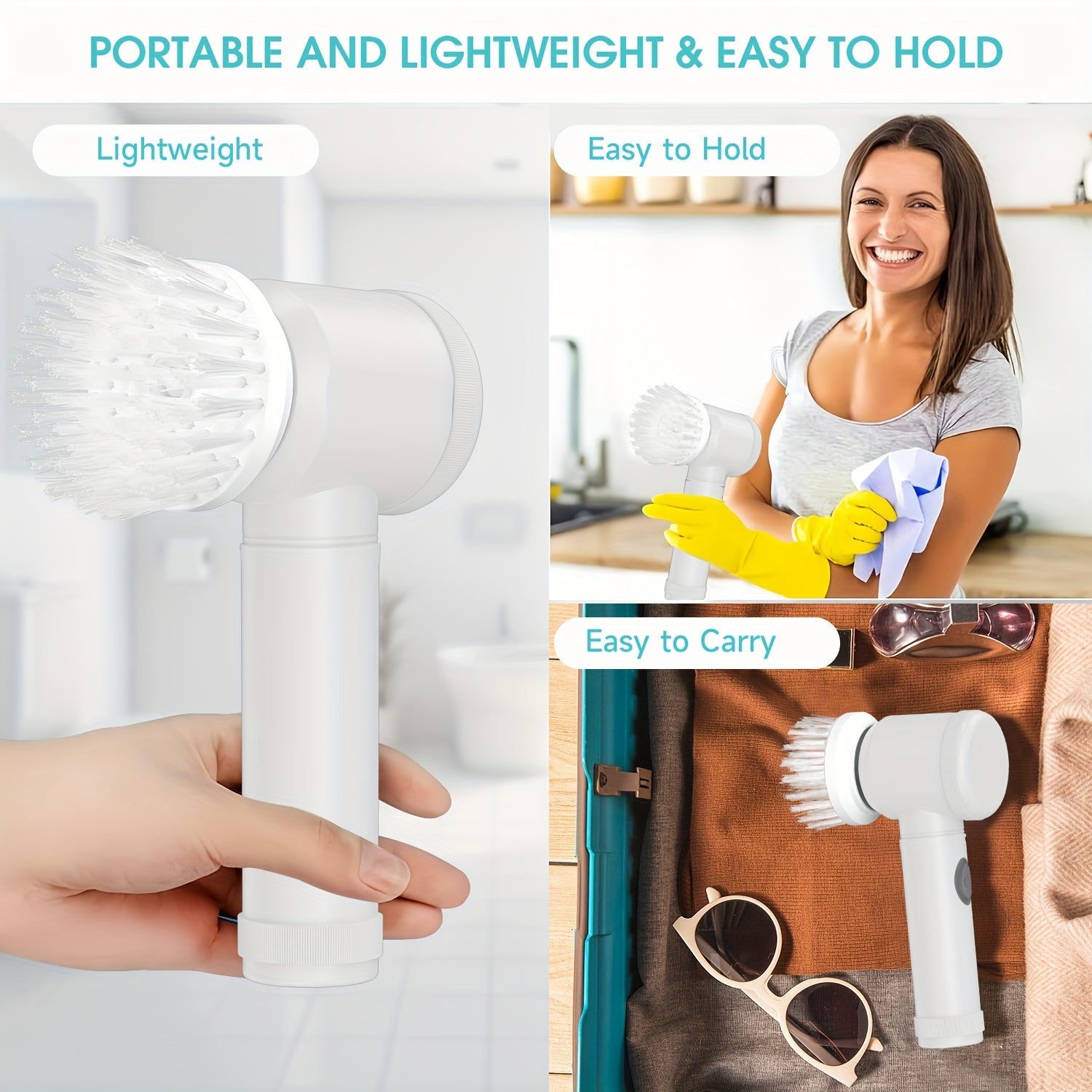 8-in-1 Cordless Electric Spin Scrubber for Bathroom Kitchen Floor Wall Cleaning