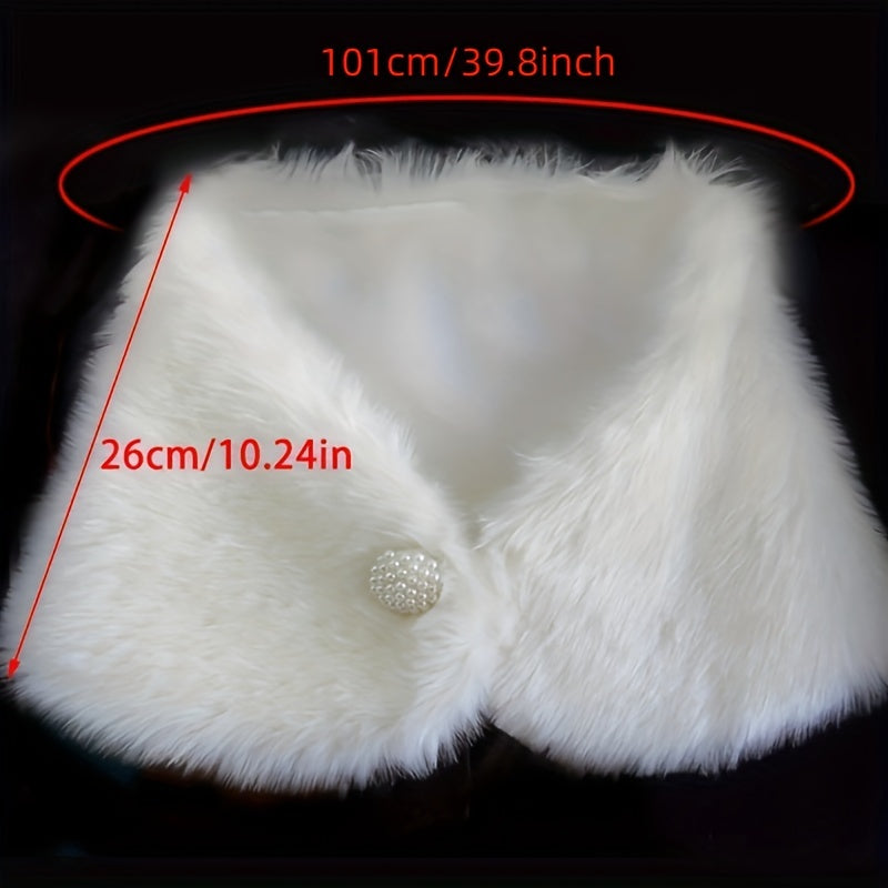 Women's White Faux Fur Shawl Bridal Cape for Autumn Winter Elegant Wedding Accessory