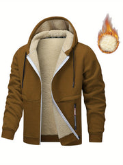 Men's Plus Size Padded Hooded Jacket for Winter Casual Warm Coat with Zipper and Pockets