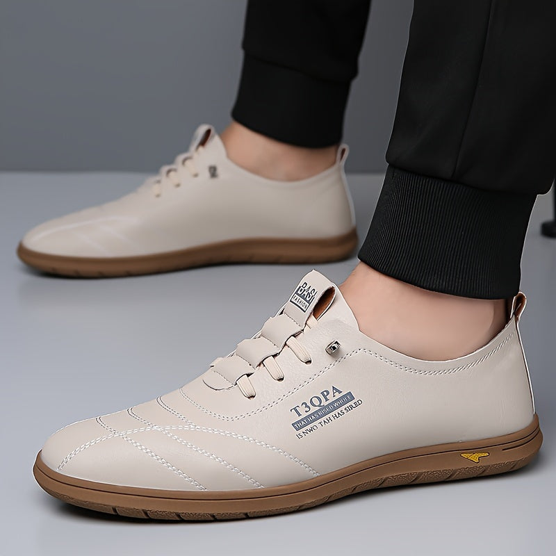 Men's Casual Sneakers Low Top Solid Color Microfiber Synthetic Leather Rubber Sole