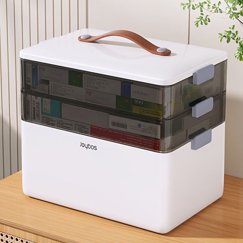 Caja de almacenamiento de primeros auxilios, resistente al agua, de plástico, con múltiples compartimentos y ventana transparente